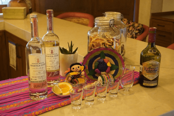 tequilla presentation with mexican decorations